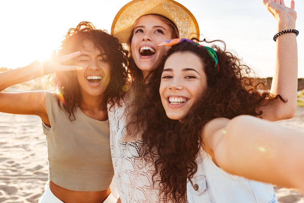 Three,Cheerful,Girls,Friends,In,Summer,Clothes,Taking,A,Selfie 90 day rehab long-term addiction treatment